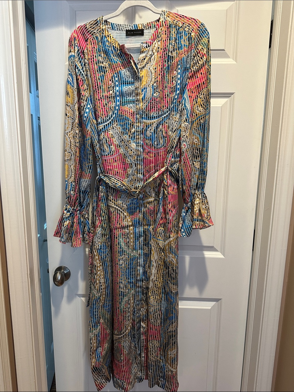 Elie Tahari Multicolor Pleated Paisley Midi Dress - Like New!